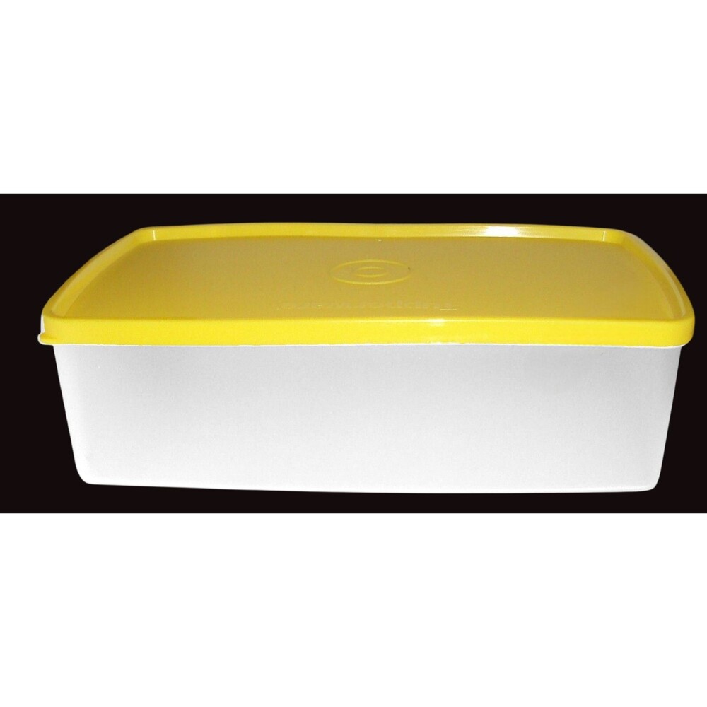 Tupperware 5.5 Cup Pak N Stor Rectangle Freezer Container Yellow Freeze It